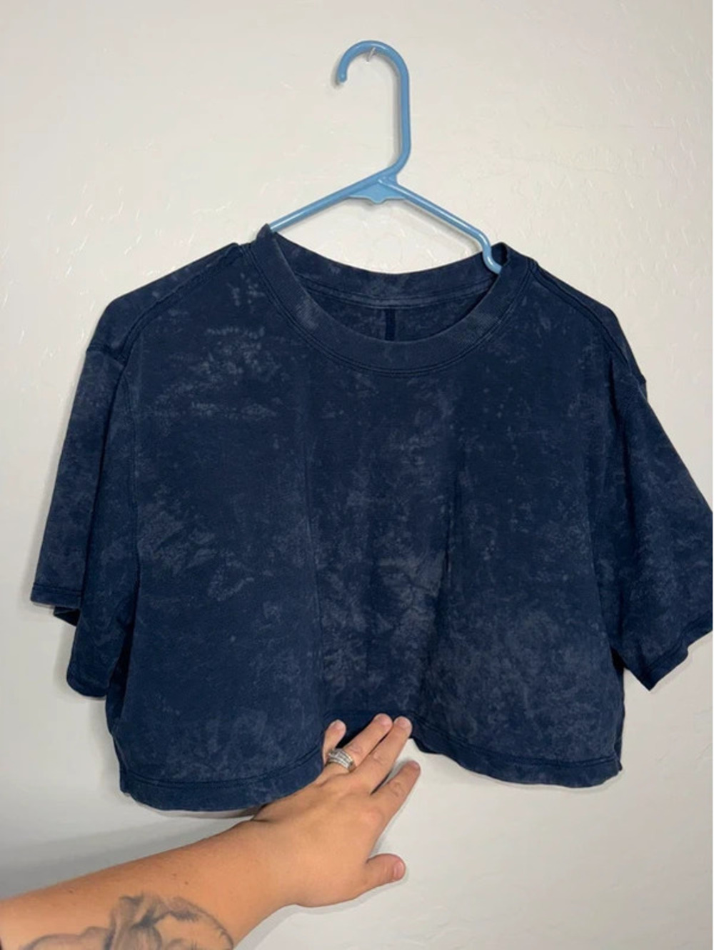 Lululemon All Yours Cropped Tee Vintage Washed Navy Gym Cropped Tee YogaCore